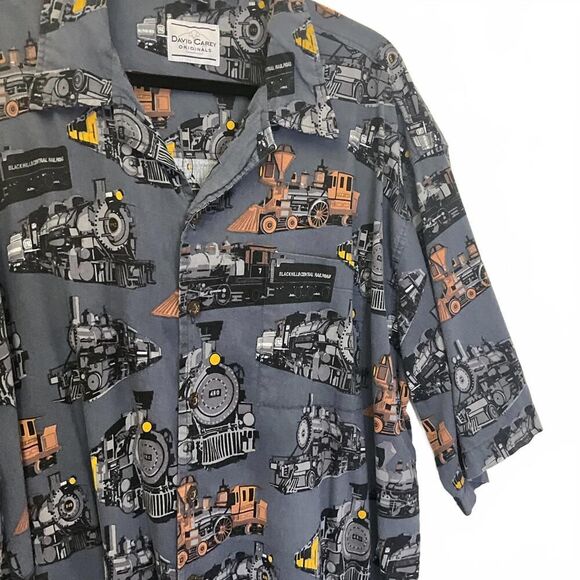 David Carey Originals Men's Size 3XL Trains Locomotive Short Sleeve Button Down - Picture 2 of 7